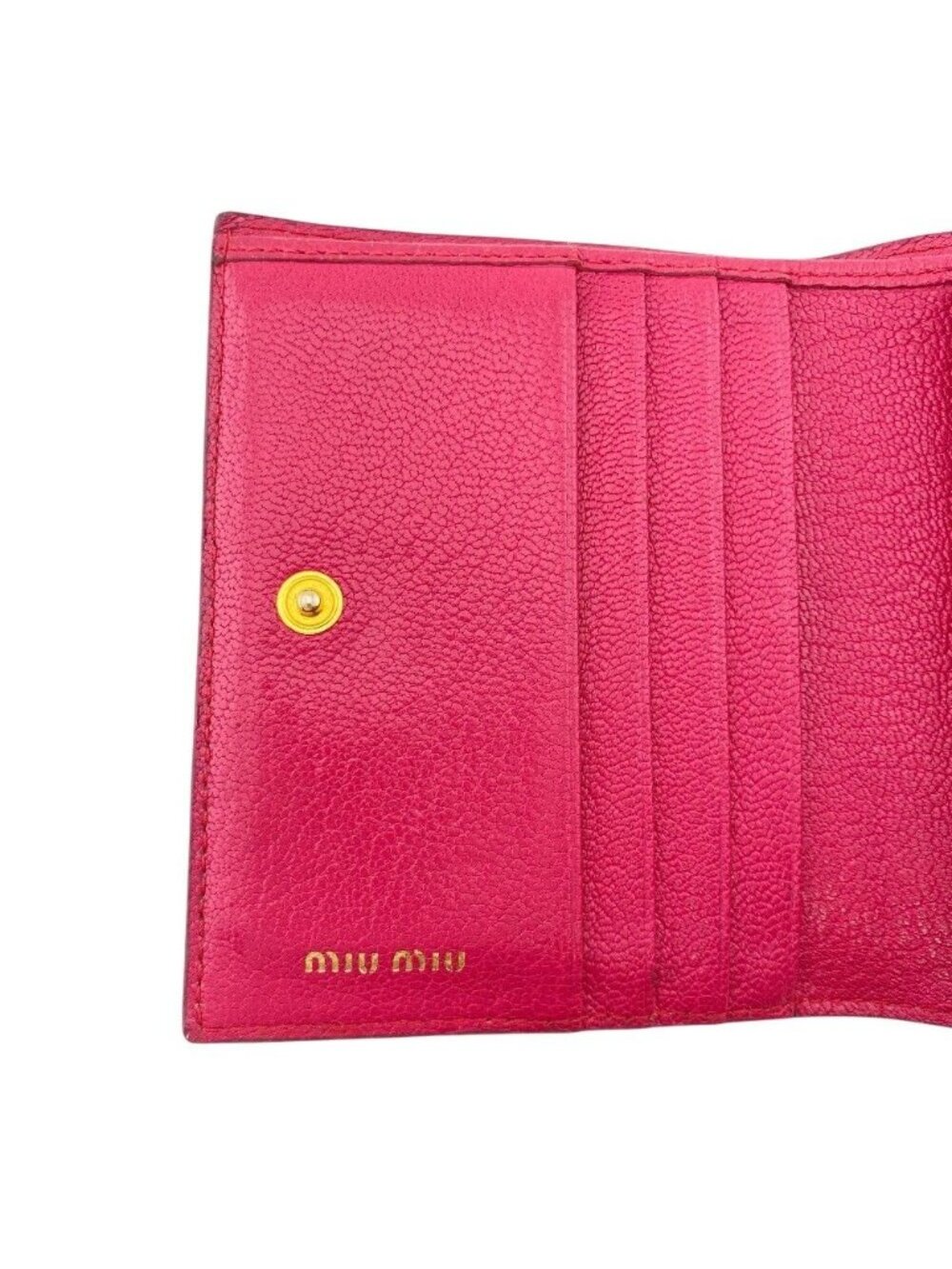 Miu Miu Logo Leather Compact Wallet Bifold Pink - Picture 7 of 7